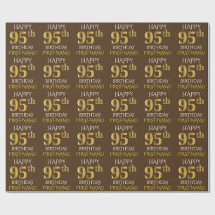 Brown, Faux Guld ’LYCKLIG 95 BIRTHDAY’ Presentpapper