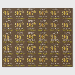 Brown, Faux Guld ’LYCKLIG 96 BIRTHDAY’ Presentpapper