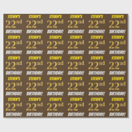 Brown, Faux/Imitation Guld, "22:a BIRTHDAY" Presentpapper