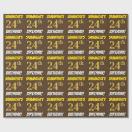 Brown, Faux/Imitation Guld, 24:e BIRTHDAY Presentpapper