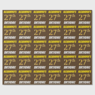 Brown, Faux/Imitation Guld, 27:e BIRTHDAY Presentpapper