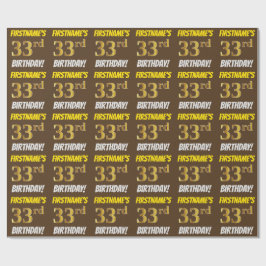 Brown, Faux/Imitation Guld, "33rd BIRTHDAY" Presentpapper