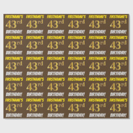 Brown, Faux/Imitation Guld, 43:e BIRTHDAY Presentpapper