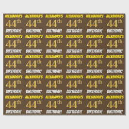 Brown, Faux/Imitation Guld, 44:e BIRTHDAY Presentpapper