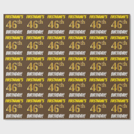 Brown, Faux/Imitation Guld, "46:e BIRTHDAY" Presentpapper