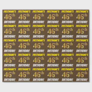 Brown, Faux/Imitation Guld, "46:e BIRTHDAY" Presentpapper