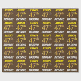 Brown, Faux/Imitation Guld, 47:e BIRTHDAY Presentpapper