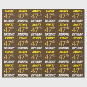 Brown, Faux/Imitation Guld, 47:e BIRTHDAY Presentpapper