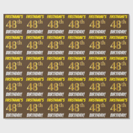Brown, Faux/Imitation Guld, 48:e BIRTHDAY Presentpapper