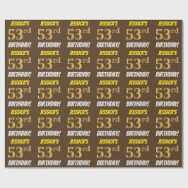 Brown, Faux/Imitation Guld, "53:e BIRTHDAY" Presentpapper