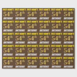 Brown, Faux/Imitation Guld, "54:e BIRTHDAY" Presentpapper