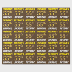 Brown, Faux/Imitation Guld, ’55 BIRTHDAY’ Presentpapper