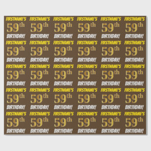 Brown, Faux/Imitation Guld, "59:e BIRTHDAY" Presentpapper