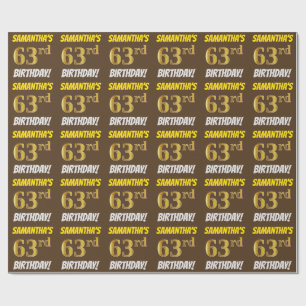 Brown, Faux/Imitation Guld, "63:e BIRTHDAY" Presentpapper