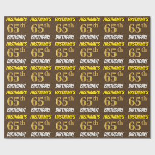 Brown, Faux/Imitation Guld, "65e BIRTHDAY" Presentpapper