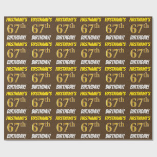 Brown, Faux/Imitation Guld, "67:e BIRTHDAY" Presentpapper