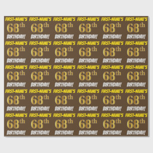 Brown, Faux/Imitation Guld, "68:e BIRTHDAY" Presentpapper