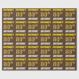 Brown, Faux/Imitation Guld, ’80 BIRTHDAY’ Presentpapper