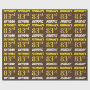 Brown, Faux/Imitation Guld, "83:e BIRTHDAY" Presentpapper
