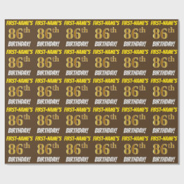 Brown, Faux/Imitation Guld, "86:e BIRTHDAY" Presentpapper