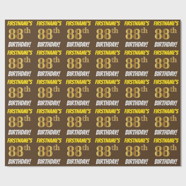Brown, Faux/Imitation Guld, ’88 BIRTHDAY’ Presentpapper (Platt)
