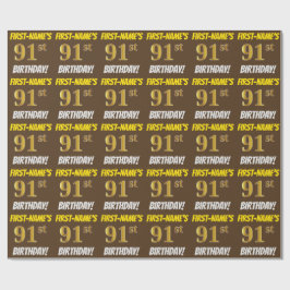 Brown, Faux/Imitation Guld, 91:a BIRTHDAY Presentpapper