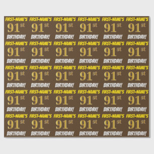 Brown, Faux/Imitation Guld, 91:a BIRTHDAY Presentpapper