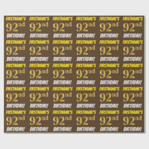 Brown, Faux/Imitation Guld, 92:a BIRTHDAY Presentpapper