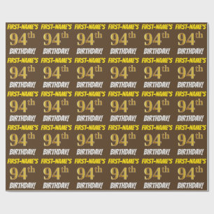 Brown, Faux/Imitation Guld, 94:e BIRTHDAY Presentpapper