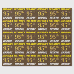 Brown, Faux/Imitation Guld, 95:e BIRTHDAY Presentpapper