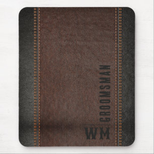 Brown Faux Leather Monogram Groomsman Gift Musmatta