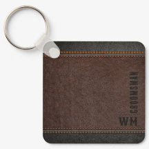 Brown Faux Leather Monogram Groomsman Gift