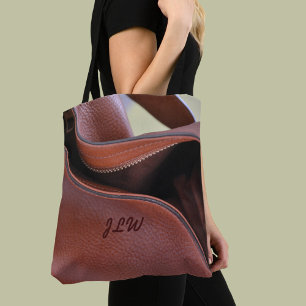 Brown faux Leather Personlig Tygkasse