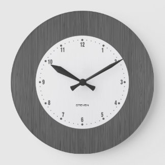 Brown Faux Wood Grain Skriv ut Stor Klocka