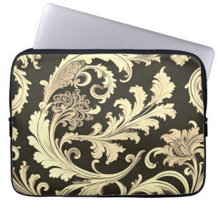 Brown Fleur Antique Mönster Laptop Fodral