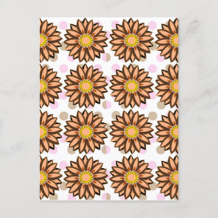 Brown Flowers rosa Polka punkt Blommönster Vykort