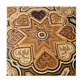 Brown Folk Art Heart Trivet/Tile Kakelplatta