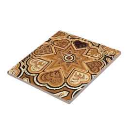 Brown Folk Art Heart Trivet/Tile Kakelplatta