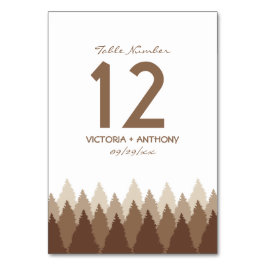 Brown Forest Range Woodland Bröllop Bordsnummer