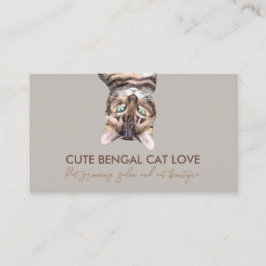 Brown Funny Pet Sitter Bengal Cat Visitkort