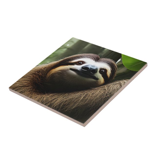 Brown Fuzzy Sloth, fotoblock Kakelplatta (Sidan)