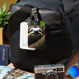 Brown Fuzzy Sloth, Luggage Tag Bagagebricka