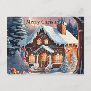 Brown Gingerbröd House God jul Postcard Vykort