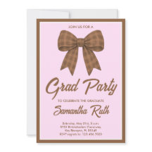 Brown Gingham Bow Graduation Party