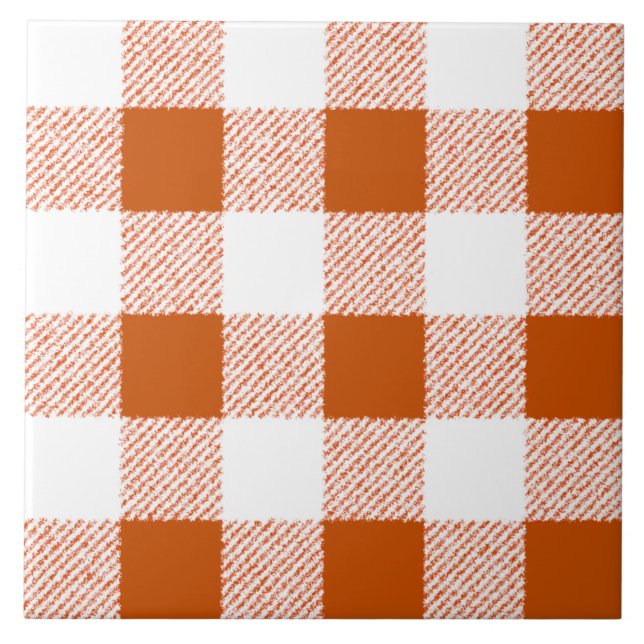 Brown Gingham Check Mönster Kakelplatta (Framsidan)