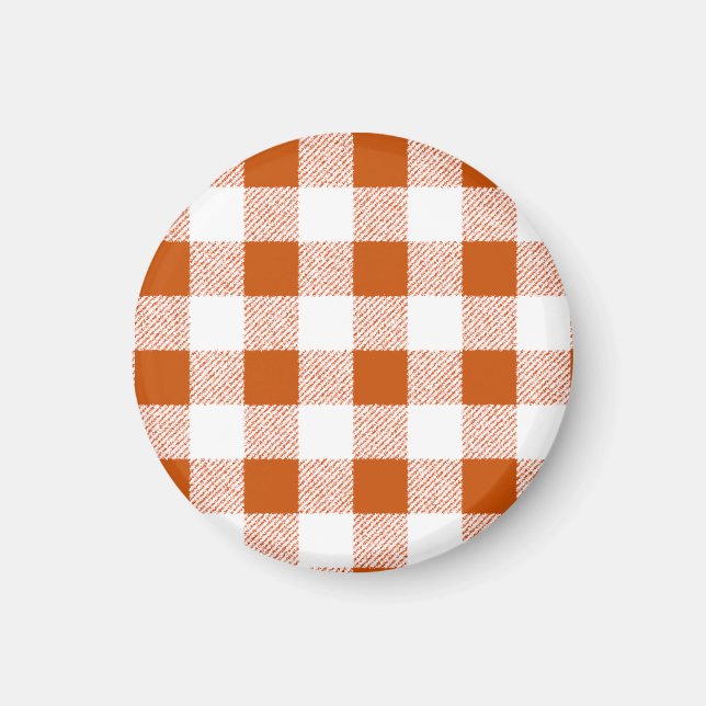 Brown Gingham Check Mönster Magnet (Framsidan)