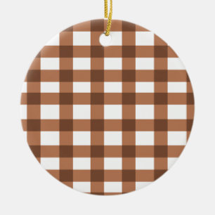 Brown Gingham Julgransprydnad Keramik