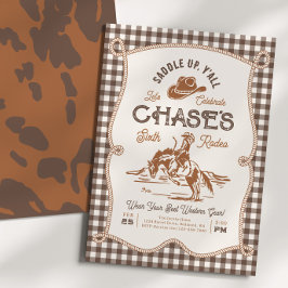 Brown Gingham Rope Rodeo Invitation Inbjudningar