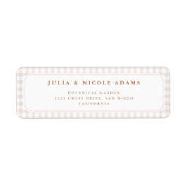 Brown Gingham Teddy Bear Neutral Baby Shower Paper Returadress Etikett