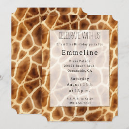 Brown Giraffe Animal Print Inbjudningar